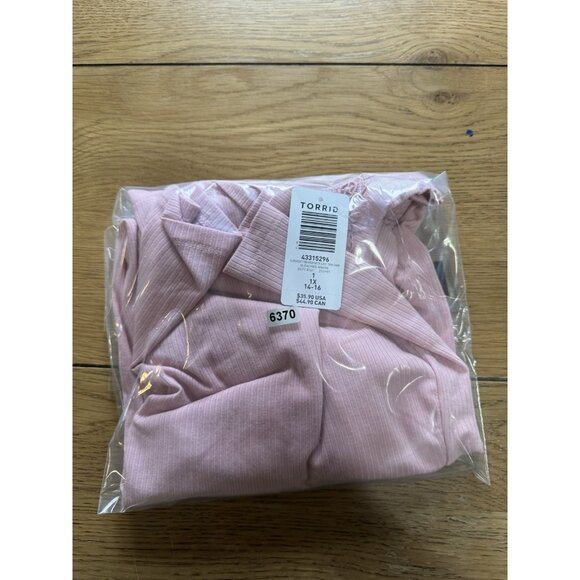 Torrid Super Soft Light Rib Knit Bleached Pink Tank Top Plus Sz 1X Lace Trim NWT - Picture 10 of 11